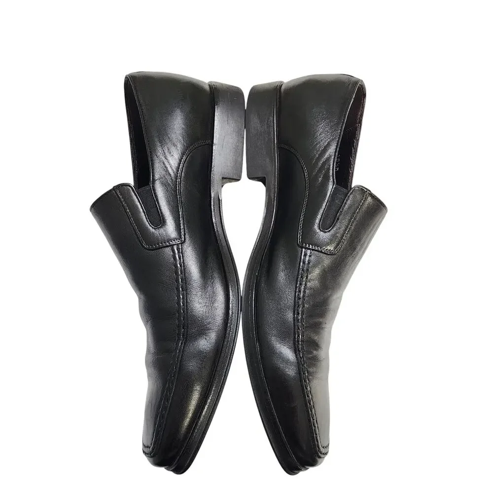 Monte Rosso Mens Lucca Nappa Leather Loafers Size 10.5 Black Leather Italy Dress
